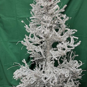 Vintage Tinsel, 6 ft Silver Christmas Tree