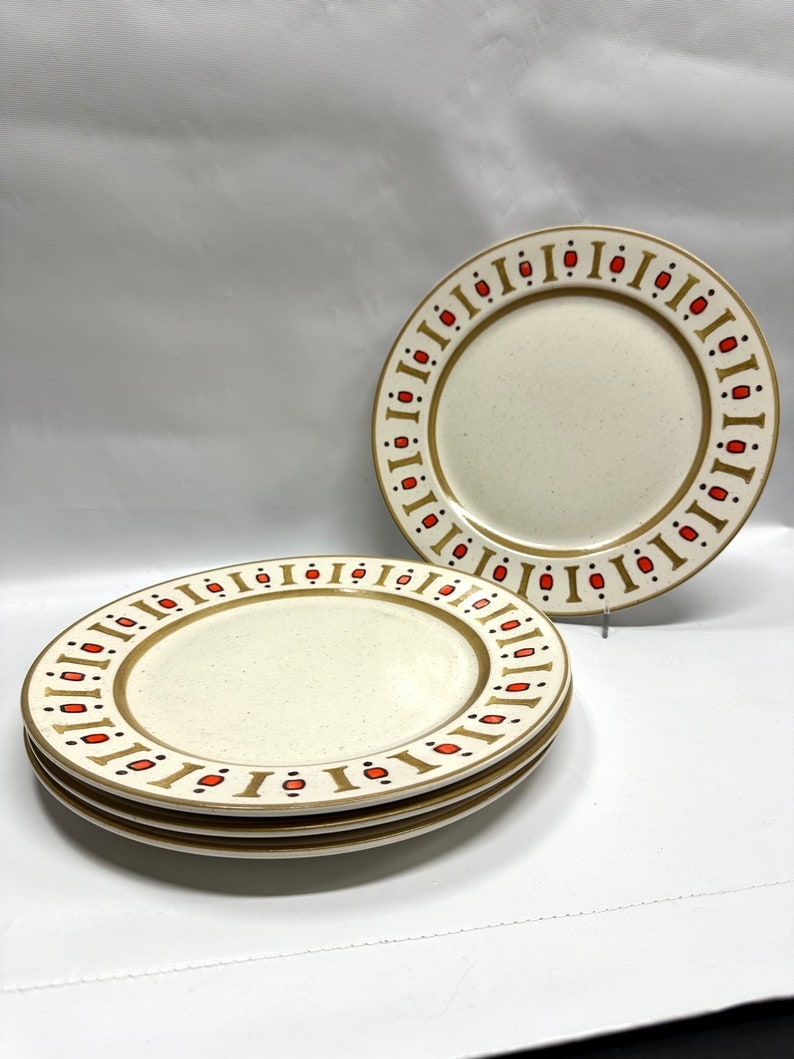 Set of 4 palm springs poppy trail by metlox hand painted dinner plates image 1