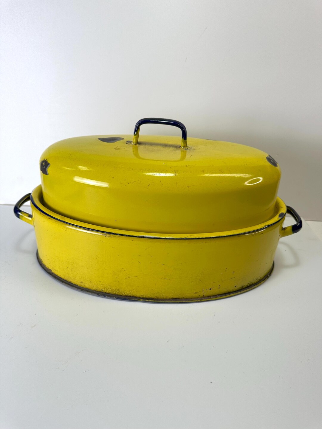 Antique Yellow Enamel Roaster - Etsy