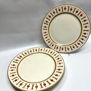 Set of 4 palm springs poppy trail by metlox hand painted dinner plates image 2