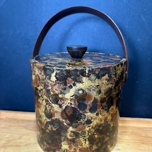 Mid Century Tortoise Shell Ice Bucket with Handle
