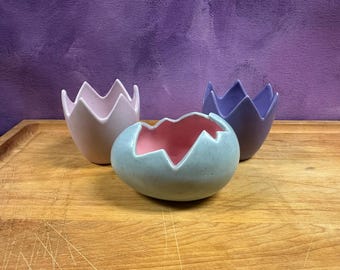 Set of Three Ceramic Easter Egg-Shaped Vases