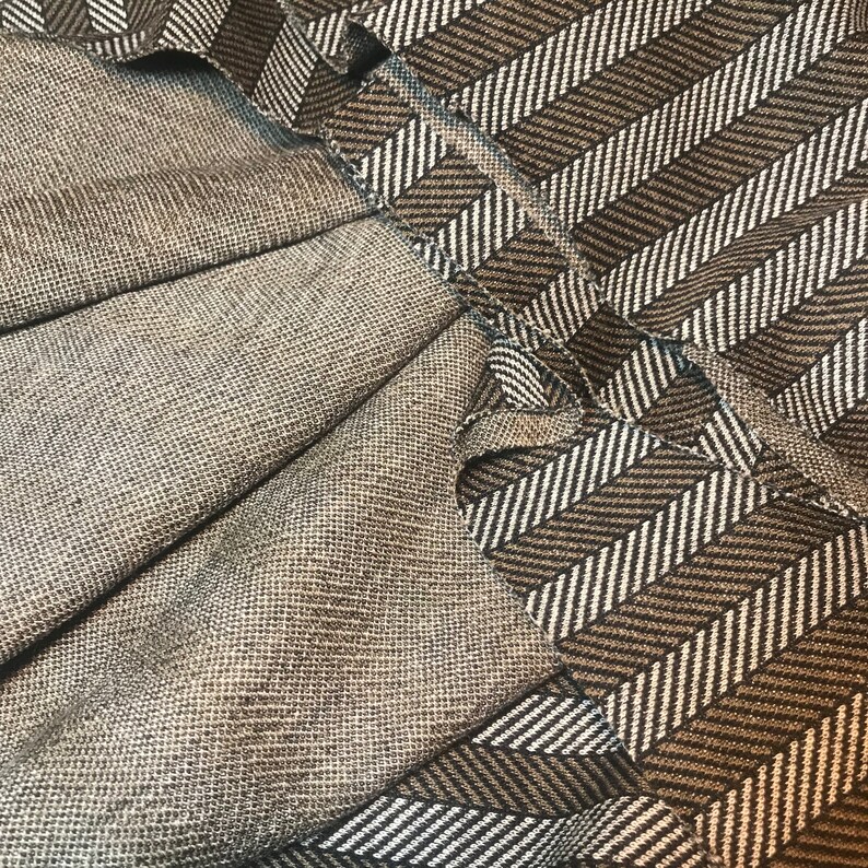 VINTAGE Herringbone End-of-Mill Fabric Remnant 60s 1960s 1970s 70s