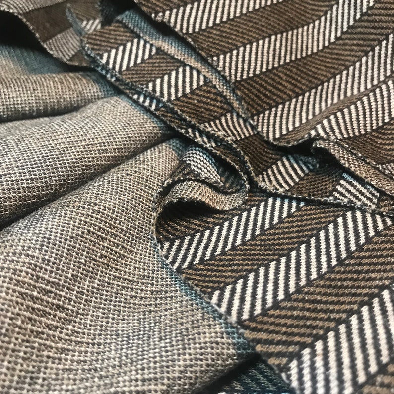 VINTAGE Herringbone End-of-Mill Fabric Remnant 60s 1960s 1970s 70s