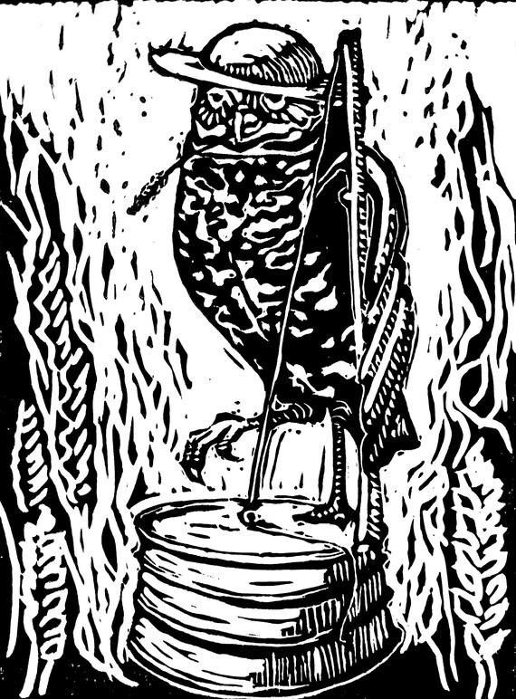 Folk Critters 2 Owl with Washtub Bass | Etsy