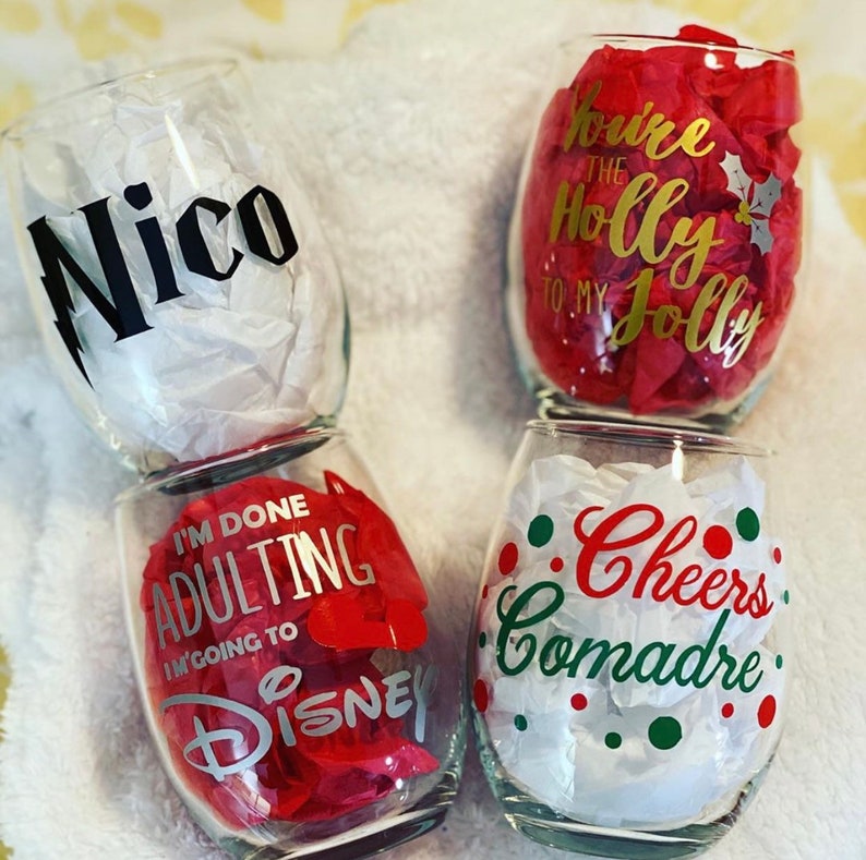 Personalized Wine Glass Champagne Glass Christmas Gift Etsy