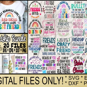 Funny Friendship SVG Bundle | Friendship Quotes for Tumblers | Funny Best Friends Sublimation Designs PNG | Friend Glass Can Sayings