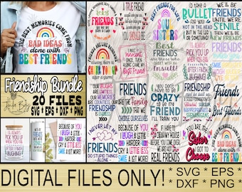 Funny Friendship SVG Bundle | Friendship Quotes for Tumblers | Funny Best Friends Sublimation Designs PNG | Friend Glass Can Sayings