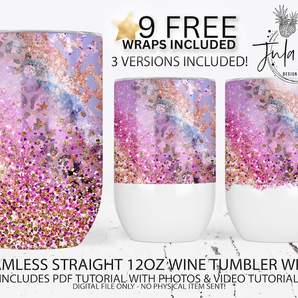 Straight Wine Tumbler Sublimation Wrap, Pink Glitter Full Wine Wrap Sublimation Design PNG, Pink Wine Tumbler PNG, Milky Way Wine Wrap