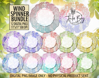 Wind Spinner Sublimation PNG Bundle, Pastel Backgrounds with white center (Digital Download)
