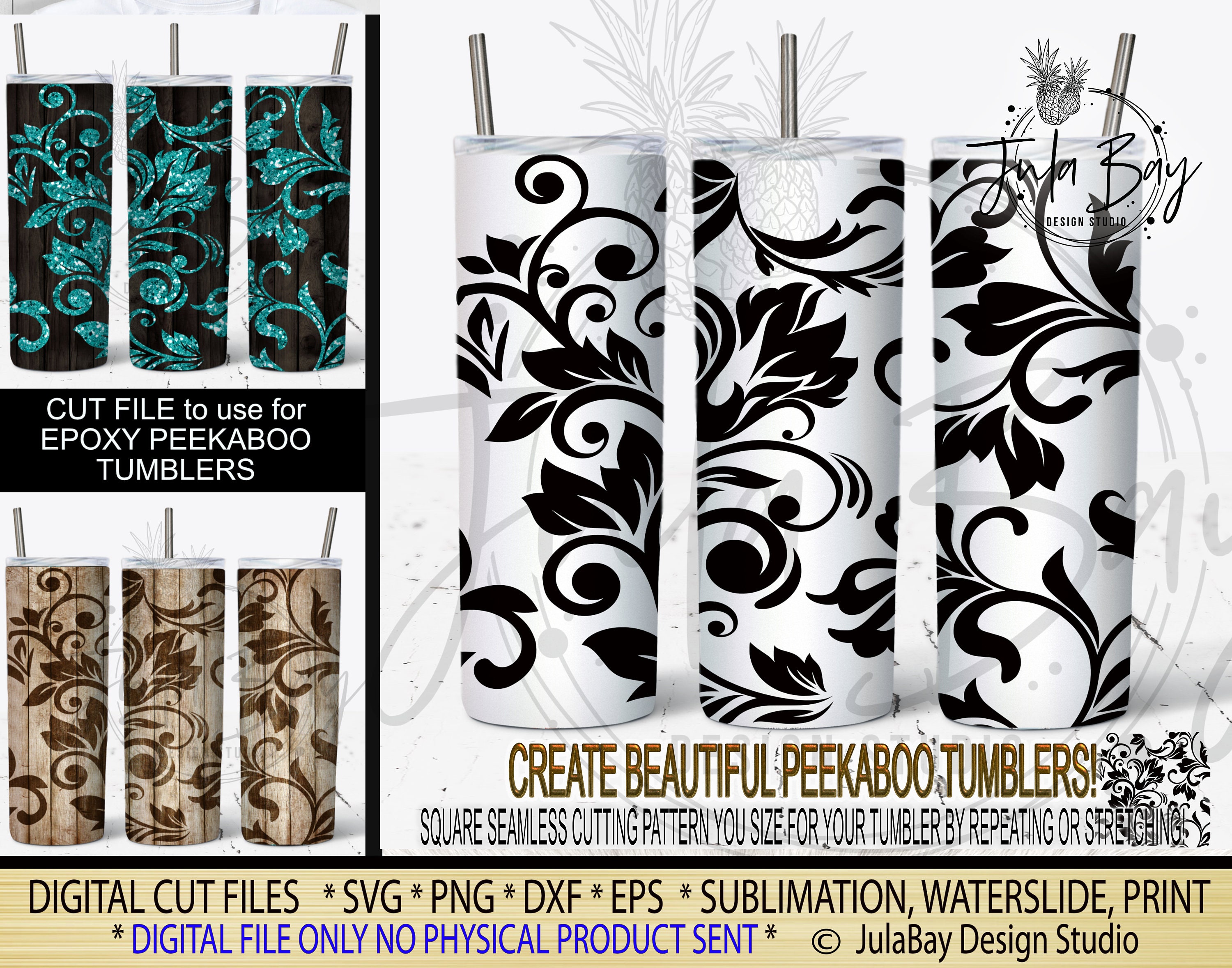 Peekaboo tumbler SVG Tooled leather svg Seamless pattern  Etsy