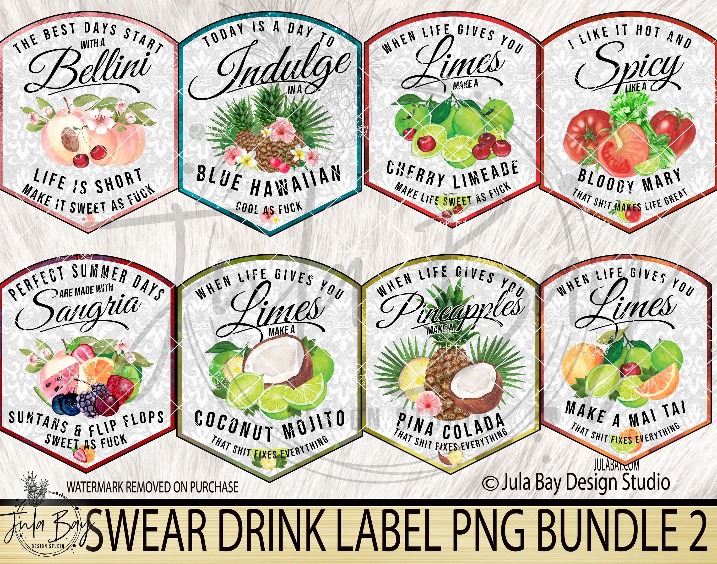 Swear Drink Label Bundle When Life Gives You Limes Make Cherry - Etsy