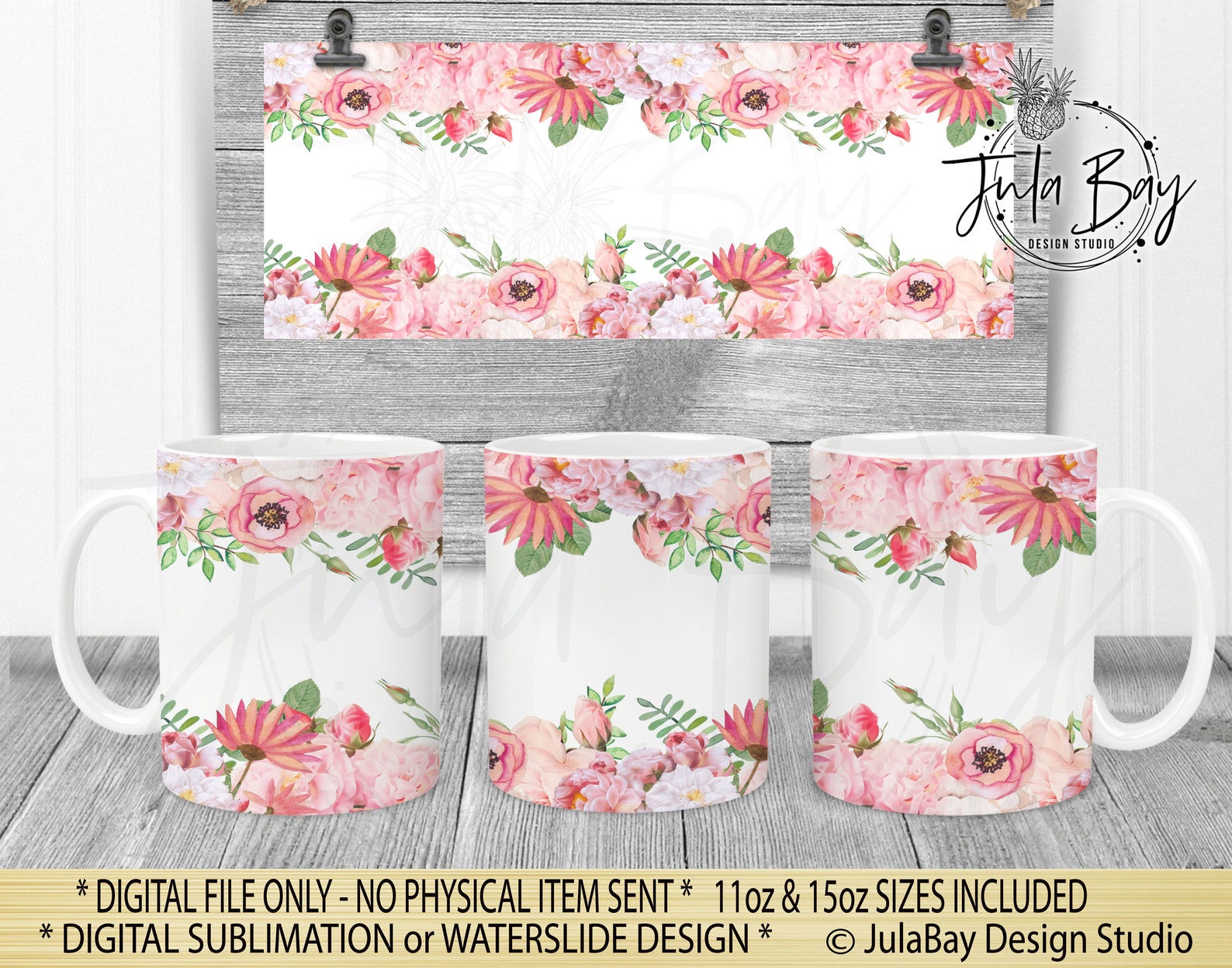 Flowers Mug Wrap Designs Bundle Mug Designs PNG Watercolor Set Etsy
