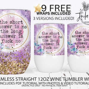 Fuck No Full Wine Wrap Sublimation Design Funny Wine Tumbler Wrap PNG Swear Purple Milky Way Full Wine Wrap Design for Sublimation image 1