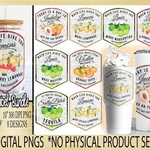 Don't be a Salty Bitch PNG, When Life Gives you Lemons Sublimation Design, Swear PNG, Swear Drink Label Bundle, Sarcastic PNG for Tumblers image 1