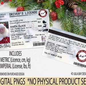 Santa Drivers License PNG Printable Santa License PNG Sublimation Design Santa Flying License, Imperial Units