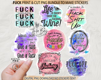 Fuck Printable Sticker Bundle, Sassy Stickers, Fuck Print And Cut Stickers, Fuck Sticker PNG, Printable Swear PNG, Swear Word Quotes PNG