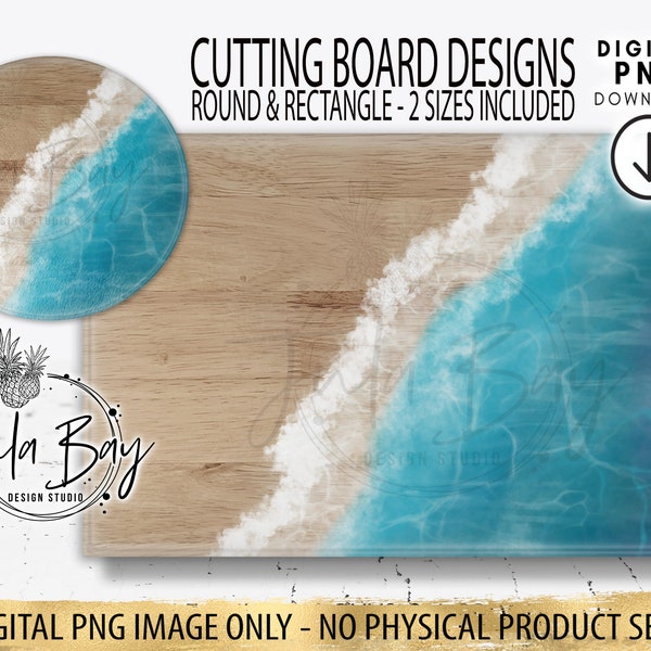 Ocean Wave Cutting Board PNG, Epoxy Style Cutting Board Sublimation Design, Ocean Wave Glass Cutting Board Beach Lover Cutting Board PNG