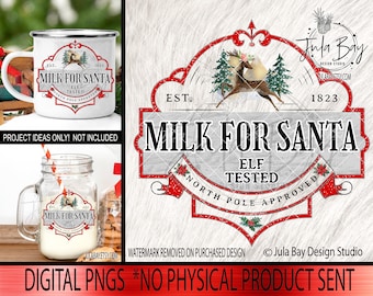 Milk for Santa PNG, Christmas Mug Design (Digital Download)