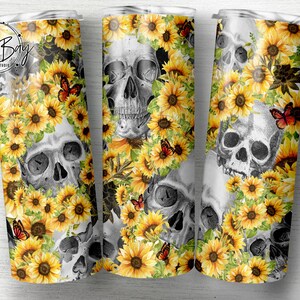 Skull Tumbler Wrap Bundle, Skeleton Tumbler PNG Bundle, Skulls and Flower Tumbler Bundle, Gothic Sublimation Tumbler, Seamless Tumbler Wrap image 4