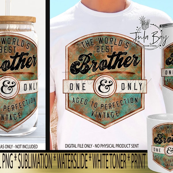 Brother PNG, Worlds Best Brother Sublimation Design, Funny Brother Tshirt PNG, Funny Saying for Brother, Brother Birthday PNG, Glass Can Png