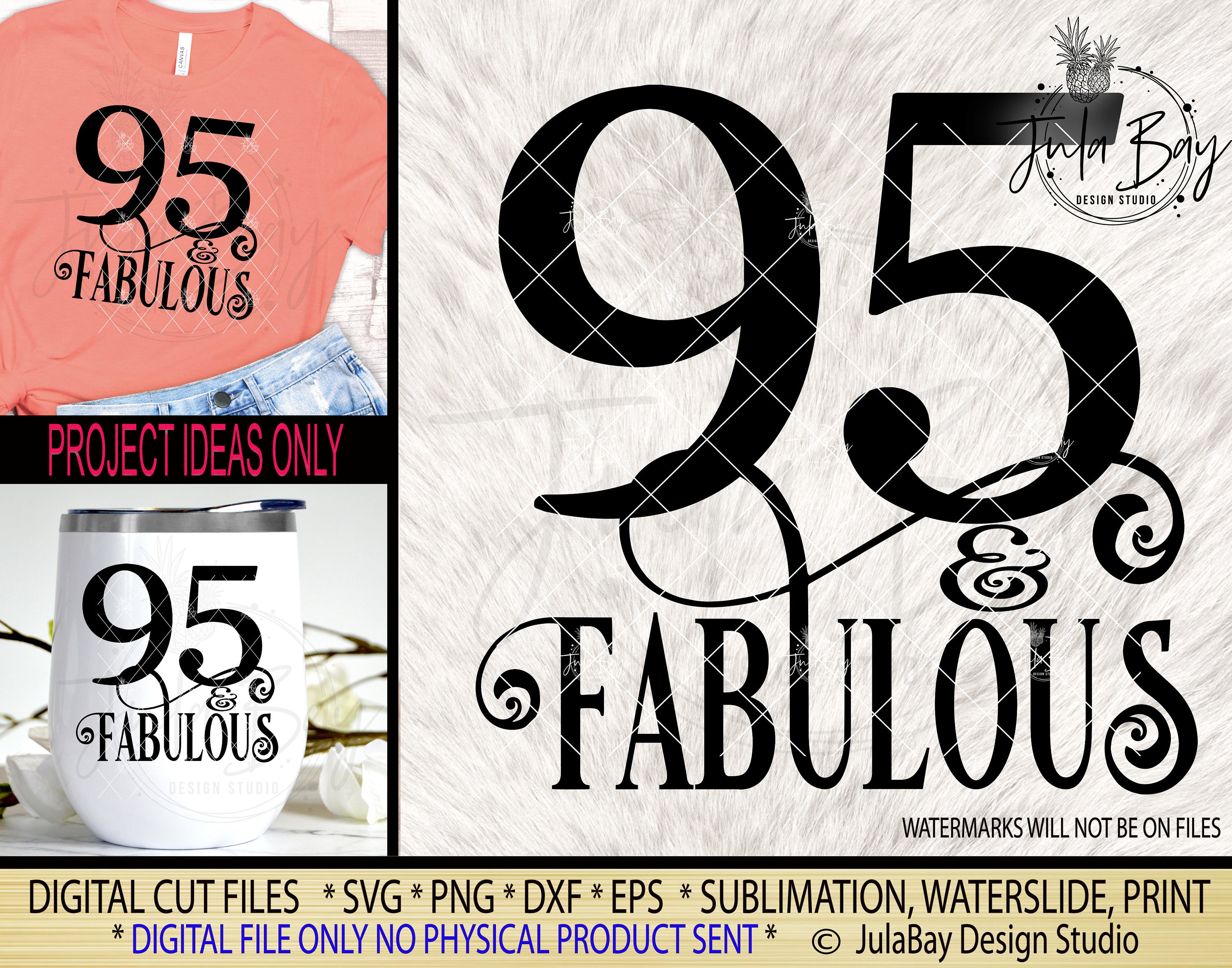 Download 95th Birthday Svg 95 And Fabulous Svg Cricut T Shirt Design Etsy