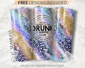 Funny Camping Tumbler PNG, Sarcastic Camping Tumbler Wrap, Proud Member of the Drunk Camping Club Sublimation Tumbler Design, 20 oz Skinny