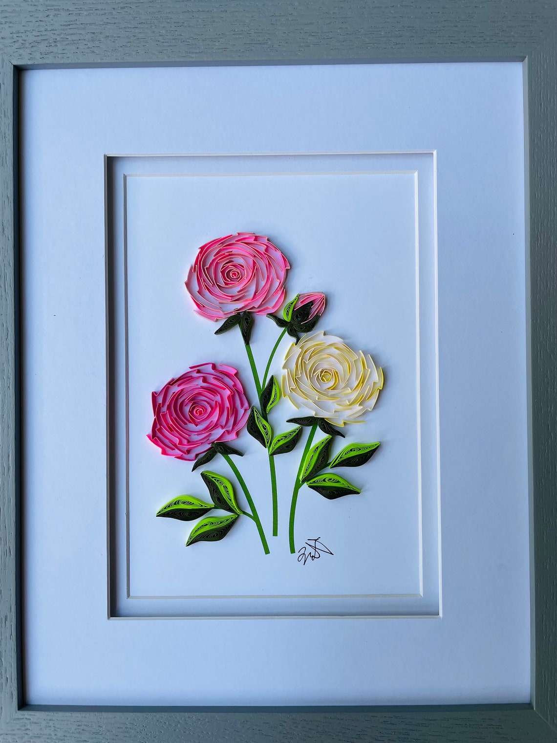 Quilled Art Peony Flowers Wall Hanging/card Mother's Etsy