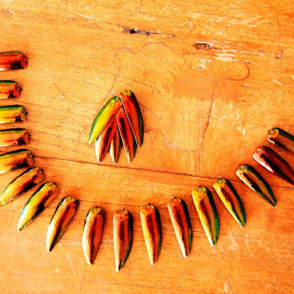 100 Rare Golden Red Orange Real Jewel Beetle Wings Bug Shells Elytra Sternocera aequ Fashion Art Craft Jewelry Making Dress Embroidery