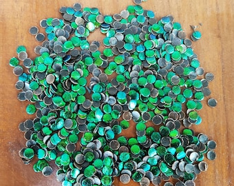 500 Pcs. Undrilled No Hole Real Iridescent Green Jewel Elytra Beetle Wings Sequin 4 mm. Crafting Scrap-booking Wedding Dress Embellishment