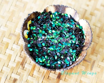 5 g. Real Iridescent Green Blue Jewel Elytra Beetle Wings Sequin 6 mm. Crafting Scrap-booking Wedding Dress Embellishment