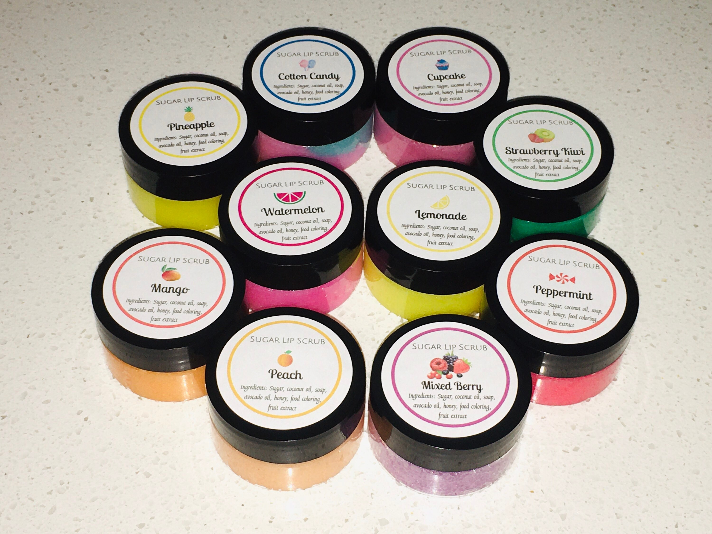 30 Flavored Sugar Lip Scrubs With Labels Choose 10 Flavors Etsy