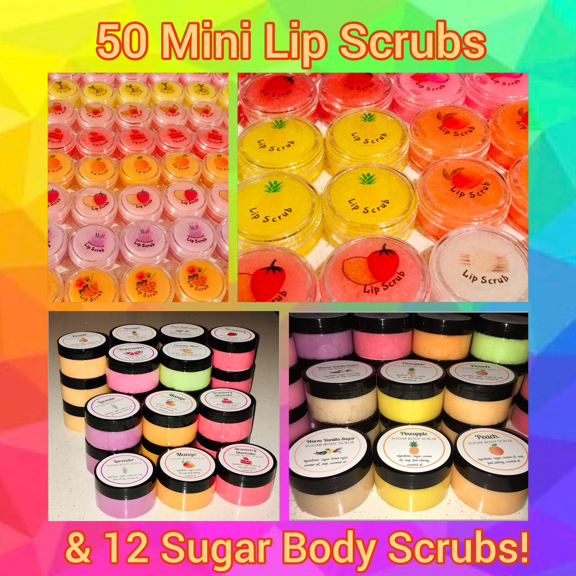 Bundle 12 4.5 oz Scented Body Scrubs & 50 .20 oz Etsy