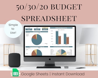 50/30/20 Budget Spreadsheet Google Sheets Budget Template Digital Download