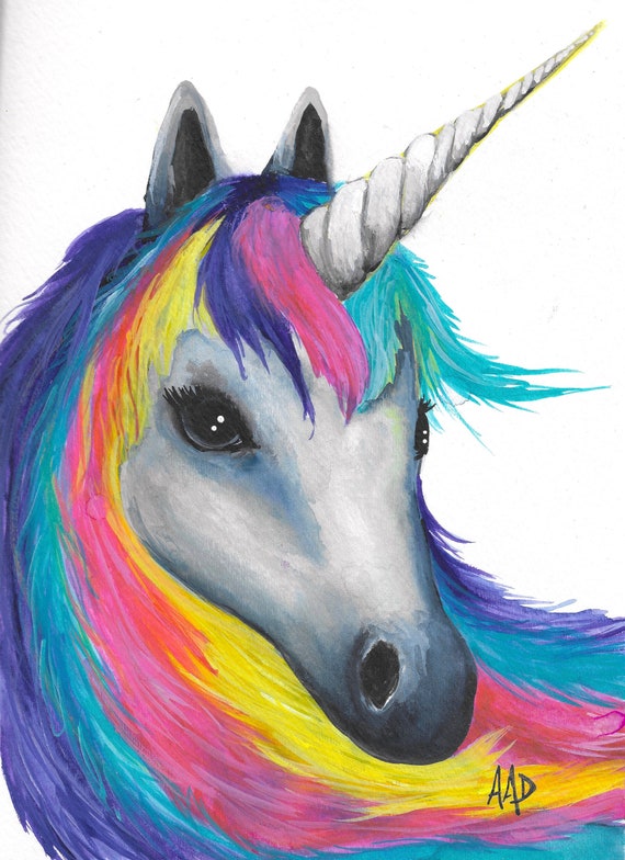 Download Rainbow Unicorn Watercolor Giclee Print 8x 10 Etsy
