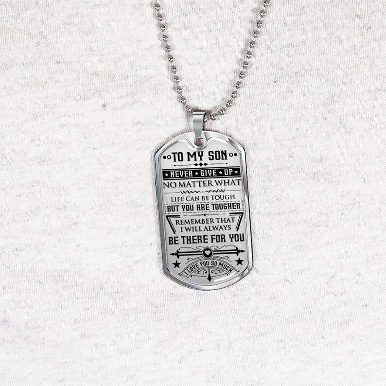 Son Dog Tag Necklace From Mom to Son Stainless Steel Dog Etsy
