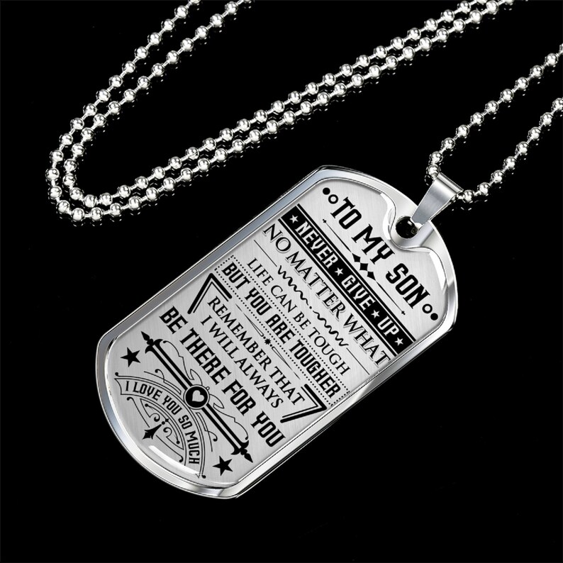 Son Dog Tag Necklace From Mom to Son Stainless Steel Dog Etsy