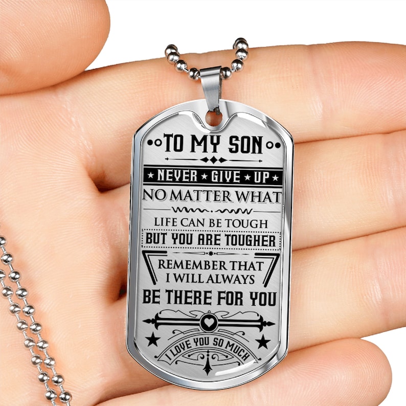 Son Dog Tag Necklace From Mom to Son Stainless Steel Dog Etsy