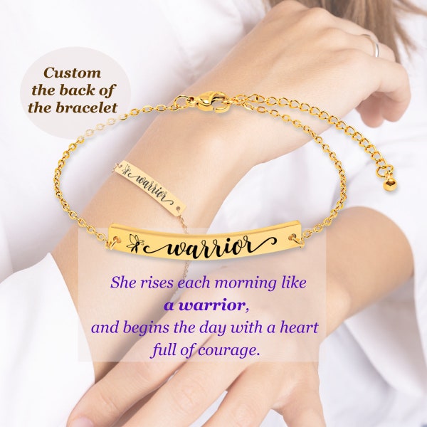 Lupus Warrior Woman Fibromyalgia Autoimmune disease Stainless Steel Bracelet Personalized Engraved Encouragement Gift for Her