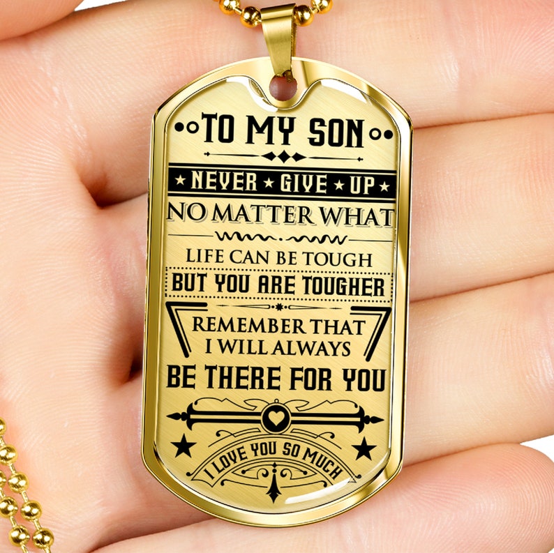 Son Dog Tag Necklace From Mom to Son Stainless Steel Dog Etsy