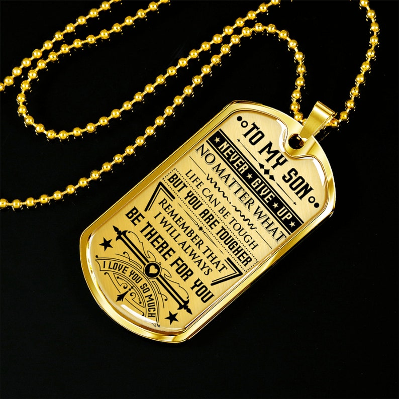 Son Dog Tag Necklace From Mom to Son Stainless Steel Dog Etsy