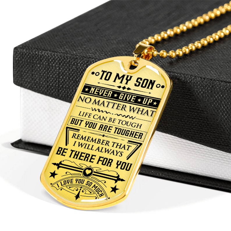 Son Dog Tag Necklace From Mom to Son Stainless Steel Dog Etsy