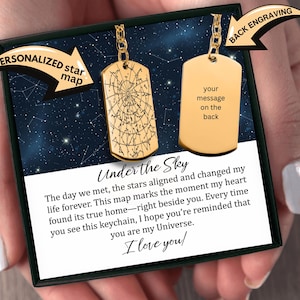 Custom Star Map Keychain, Engraved Personalized Night Sky Keyring, Star Map By Date, Birthday Gift For Men, Him, Boyfriend Gift