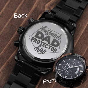 Anniversary gifts for him husband 23 years watch, Engraved Watches for Dad, Gift for Husband, Husband dad protector hero