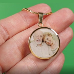 Double Sided Photo Custom Necklace Create Your Own With Photo On Front And Message Engraved On Back Jewelry Gift For Mom or Grandma Birthday