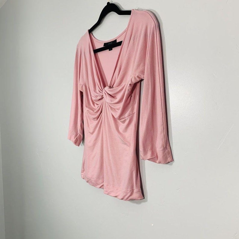 Vintage Y2K Express Pink Soft Stretchy Knotted Front V-Neck Top