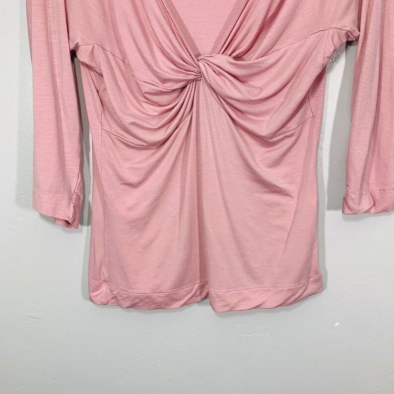 Vintage Y2K Express Pink Soft Stretchy Knotted Front V-Neck Top