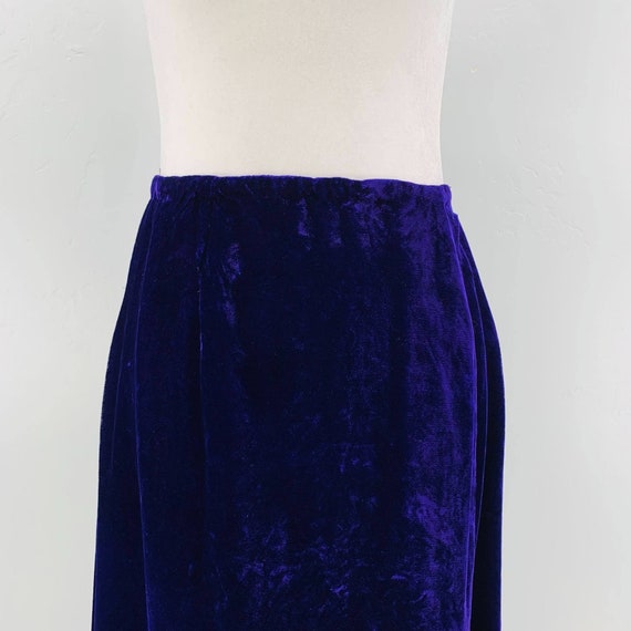 VTG 90s Custom Made Purple Velvet High Waist Slit Maxi Straight Skirt