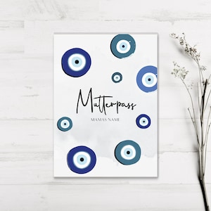 Capa para passaporte da mãe / personalizada com nome / gravidez / passaporte da mãe / presente de nascimento / Nazar / Nazar eye / EvilEye /