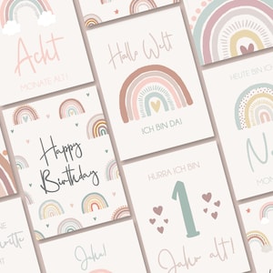 32 carte cardine per bambini / carte cardine / baby card / idea regalo per nascita / baby shower / tedesco o turco